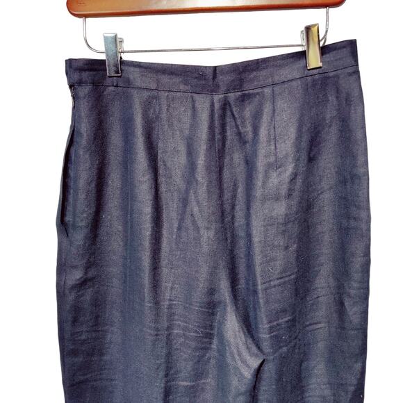 Vintage Talbots Sz 8 Black Irish Linen Trousers High Rise Relaxed Fit Pants - Picture 5 of 6